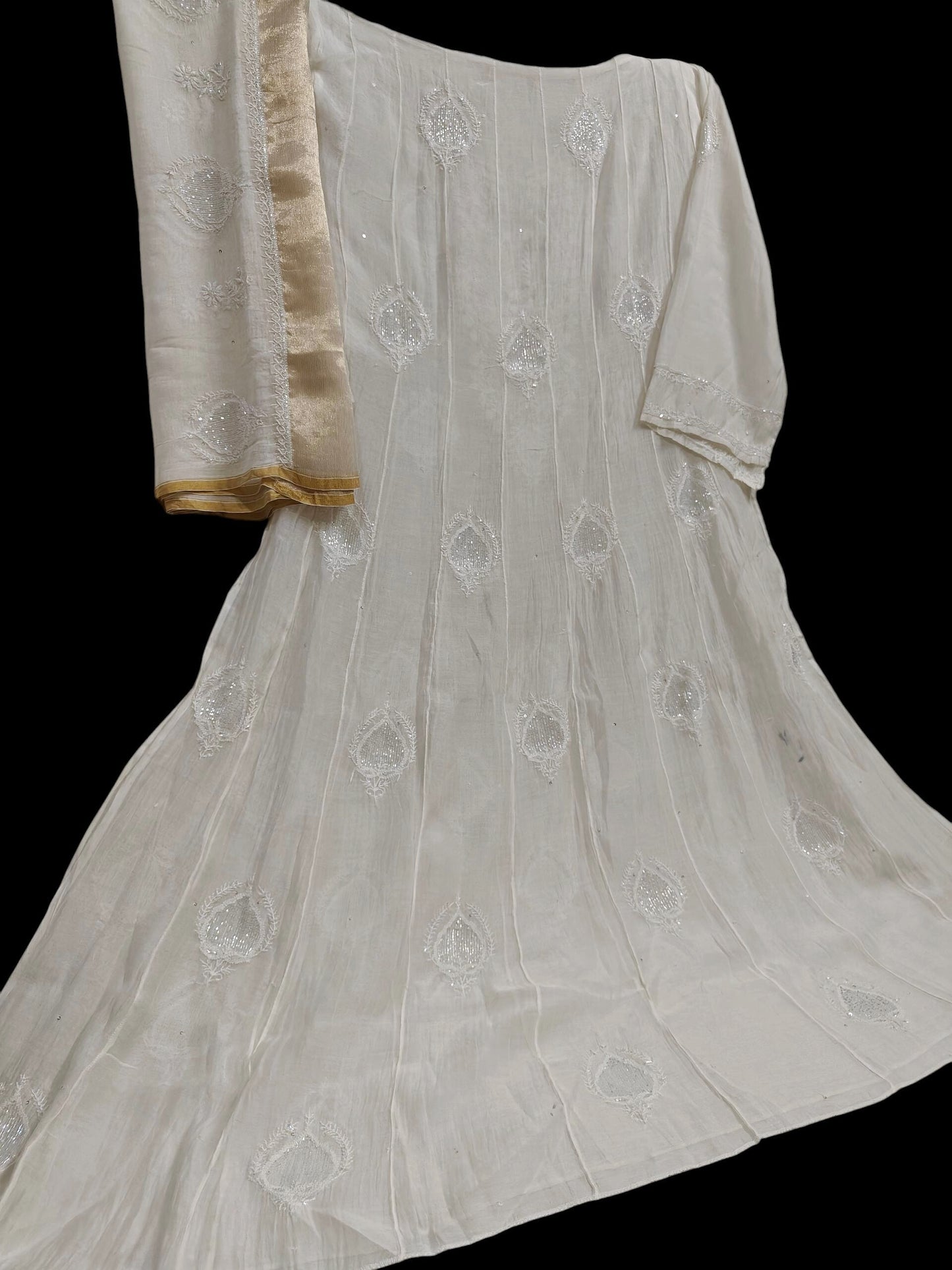 Mul Chikankari Heavy Anarkali - Moti Cut Dana work