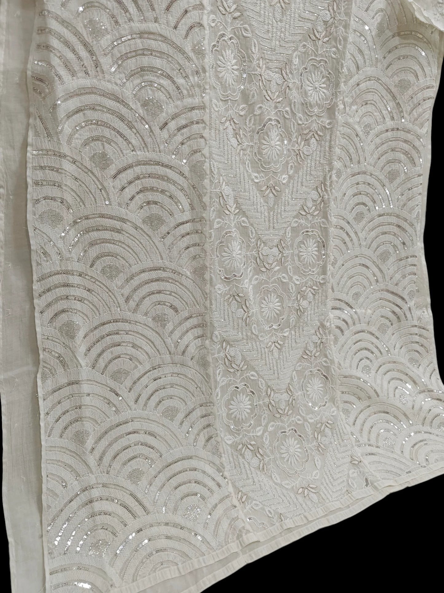 Graceful Moti Pearl & Sequin Handwork Chikankari Suit – Semi-Stitched | Premium Semi Mul Fabric