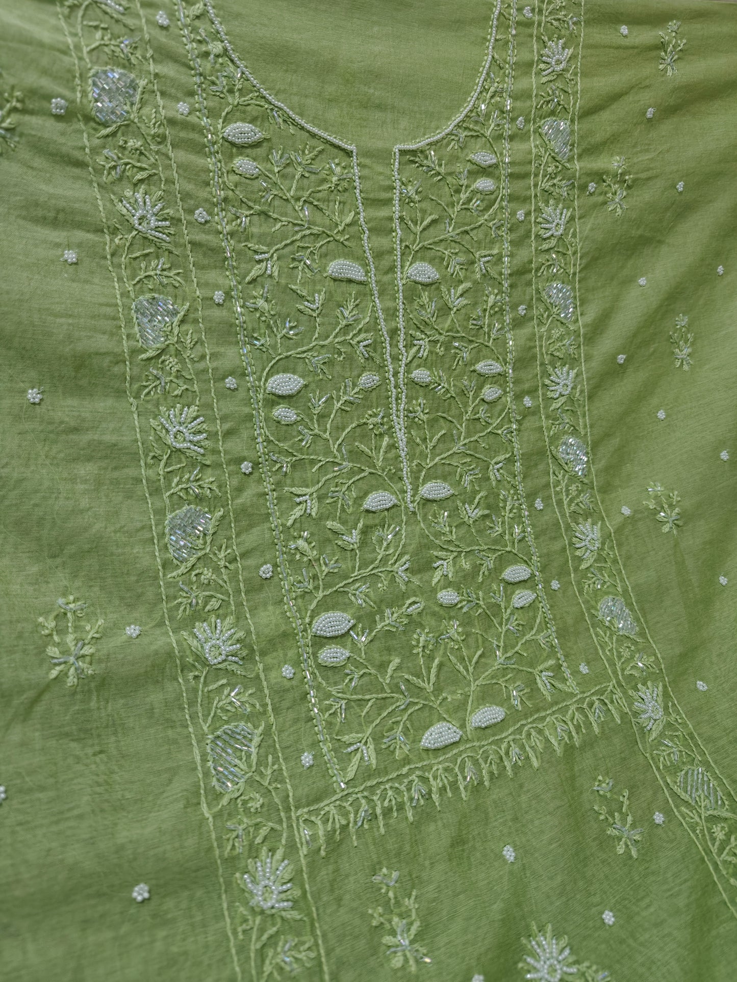 Mul Chanderi Chikankari 2 Pc Suit | Moti Cut Dana Embellishment