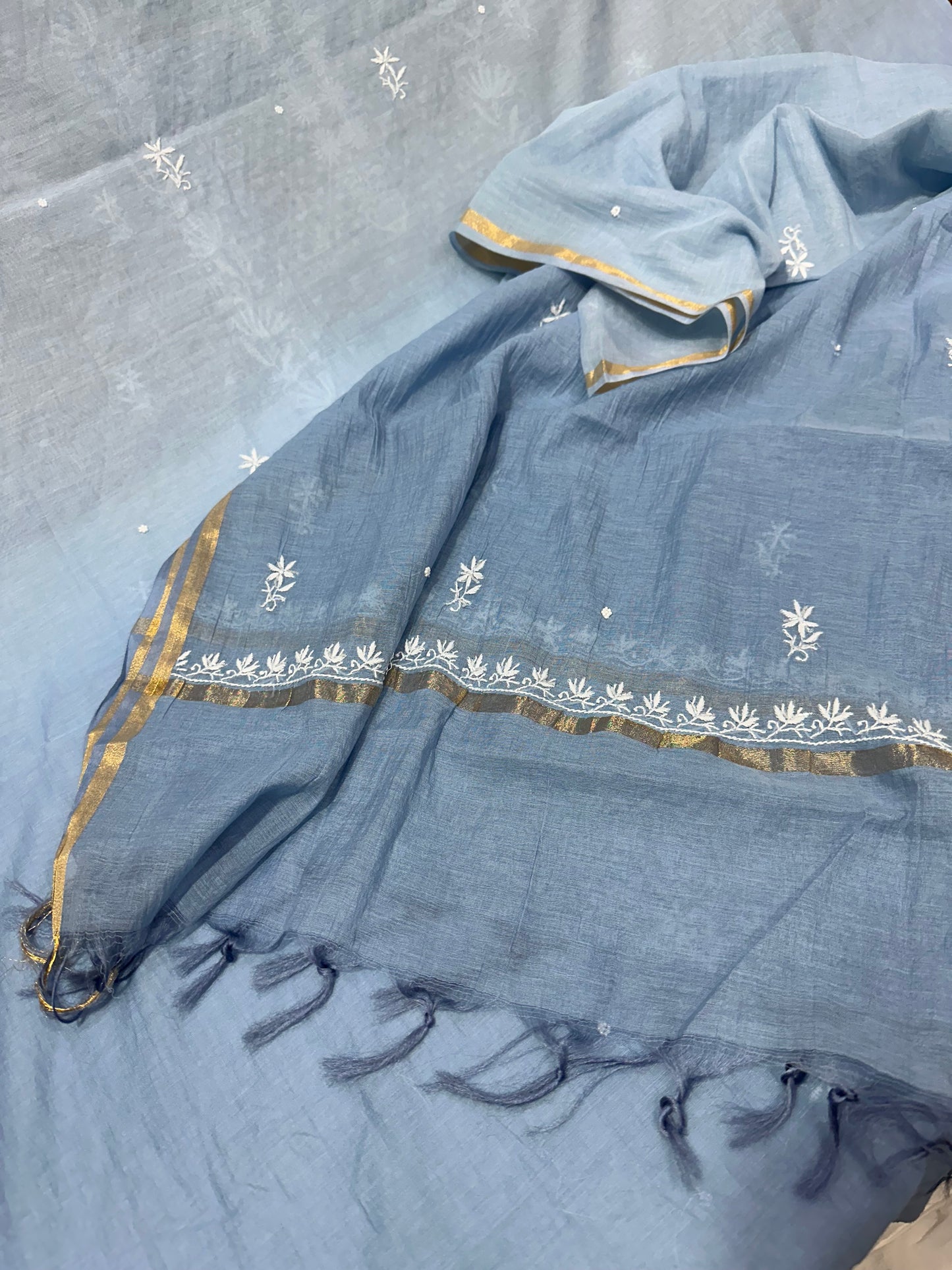 Mul Chanderi Chikankari 2 Pc Suit | Moti Cut Dana Embellishment