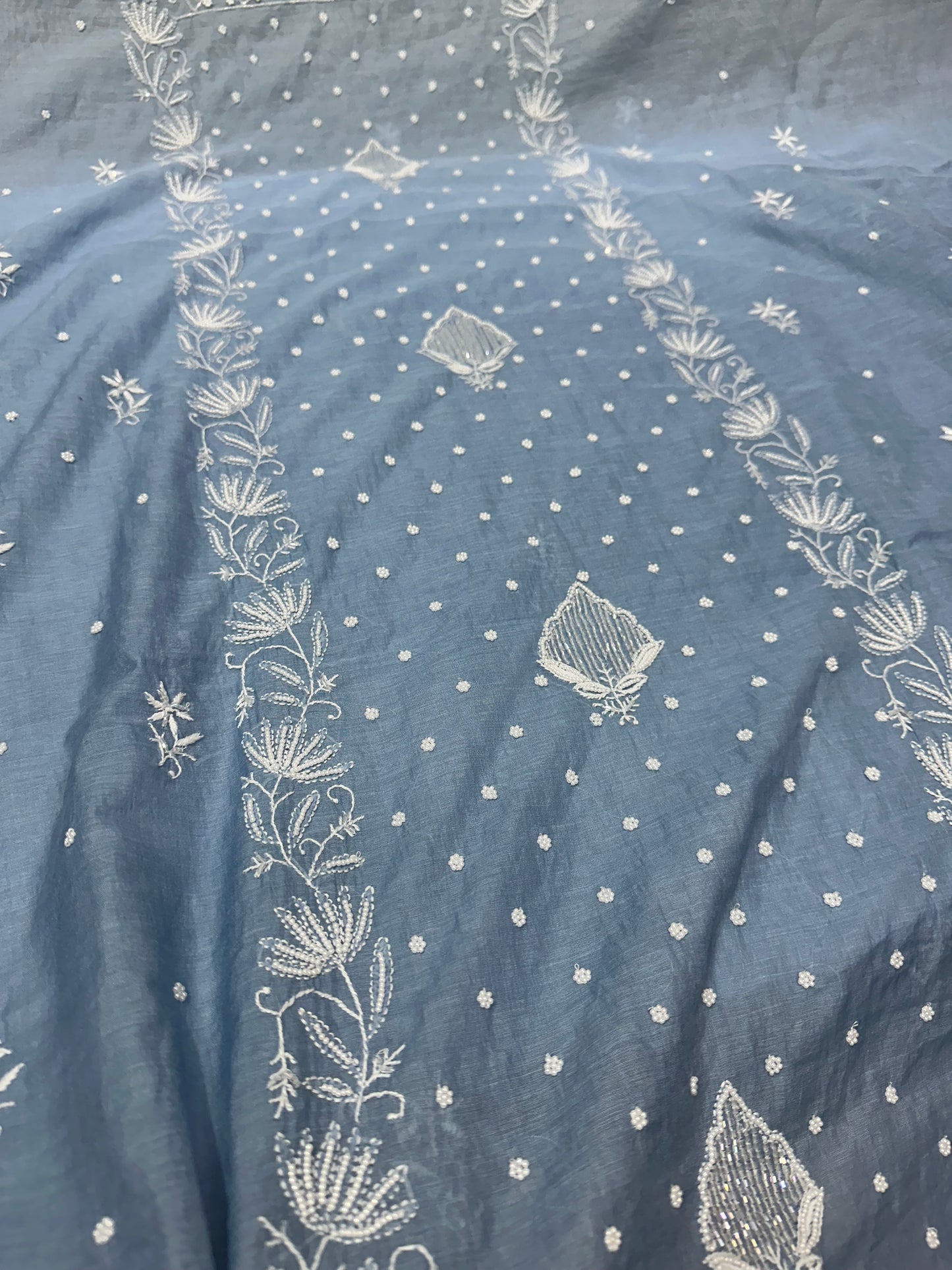 Mul Chanderi Chikankari 2 Pc Suit | Moti Cut Dana Embellishment