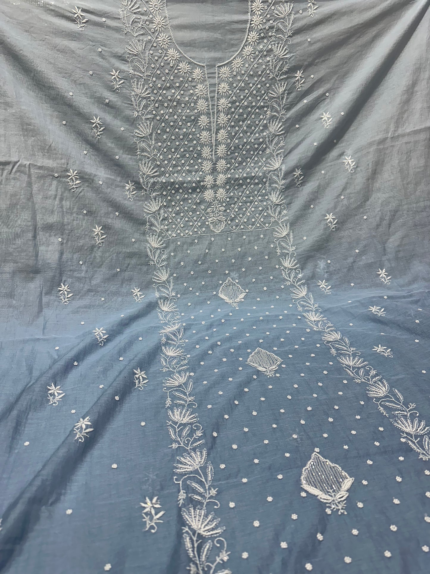 Mul Chanderi Chikankari 2 Pc Suit | Moti Cut Dana Embellishment