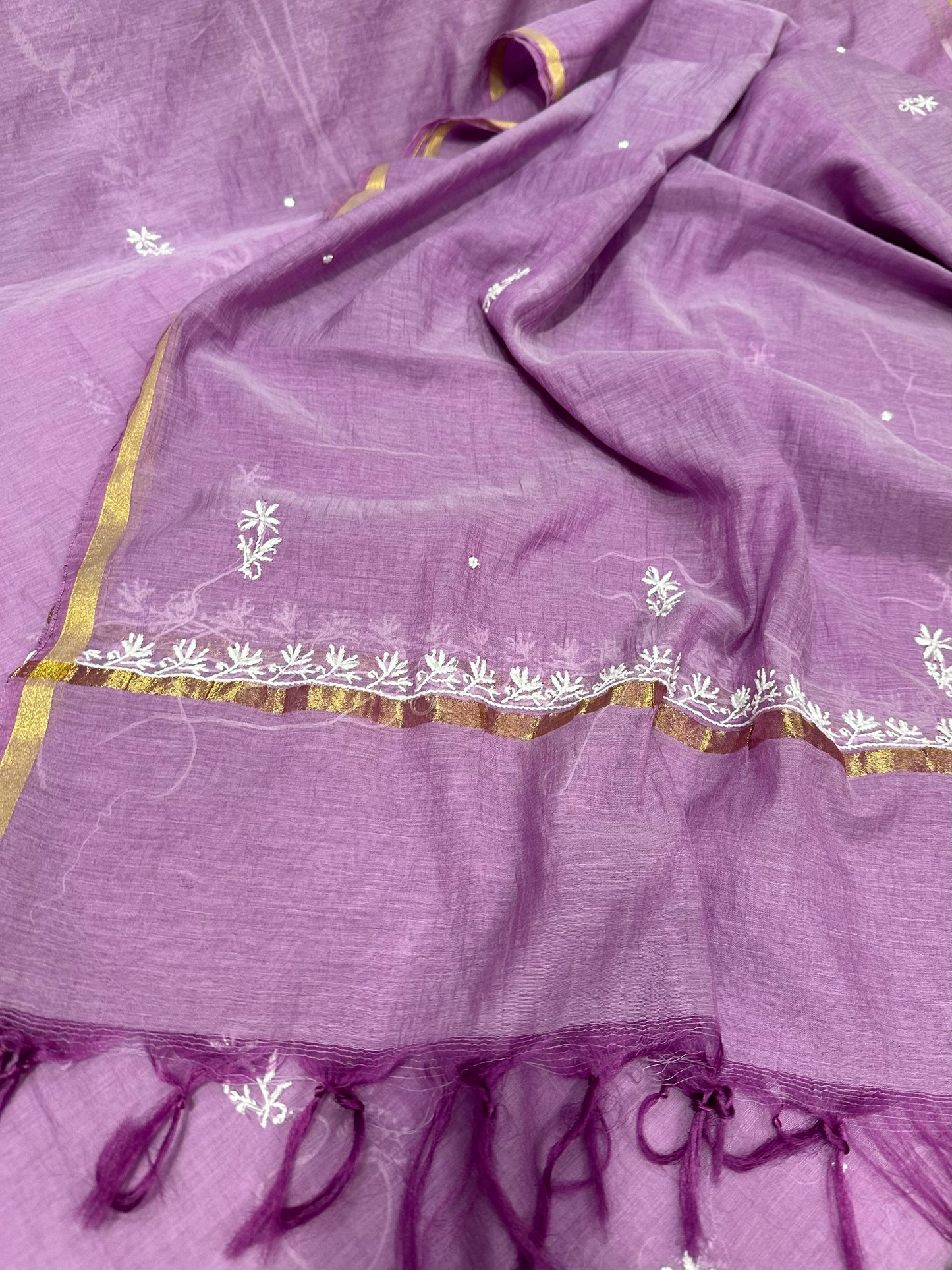 Mul Chanderi Chikankari 2 Pc Suit | Moti Cut Dana Embellishment