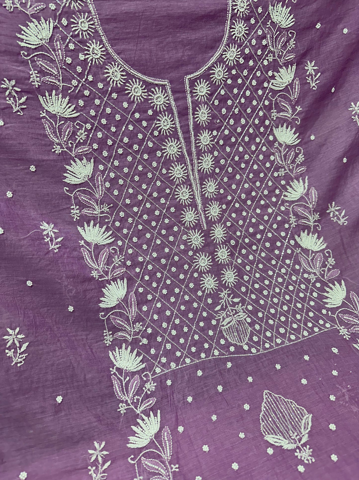 Mul Chanderi Chikankari 2 Pc Suit | Moti Cut Dana Embellishment
