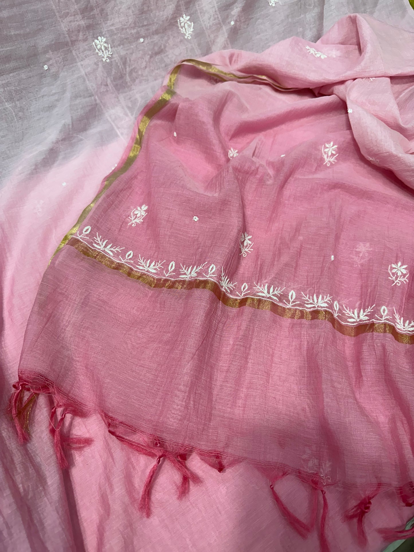 Mul Chanderi Chikankari 2 Pc Suit | Moti Cut Dana Embellishment