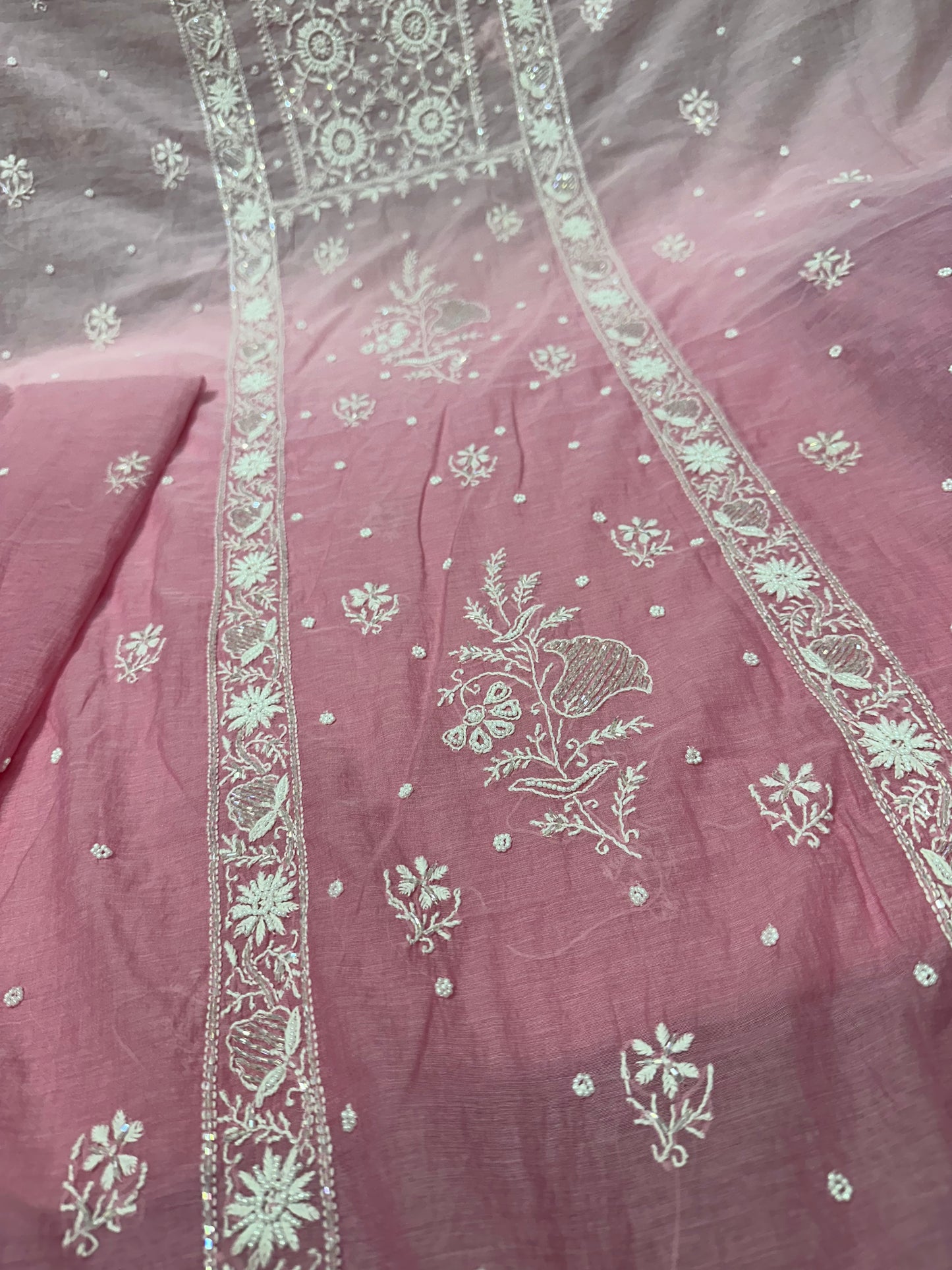 Mul Chanderi Chikankari 2 Pc Suit | Moti Cut Dana Embellishment