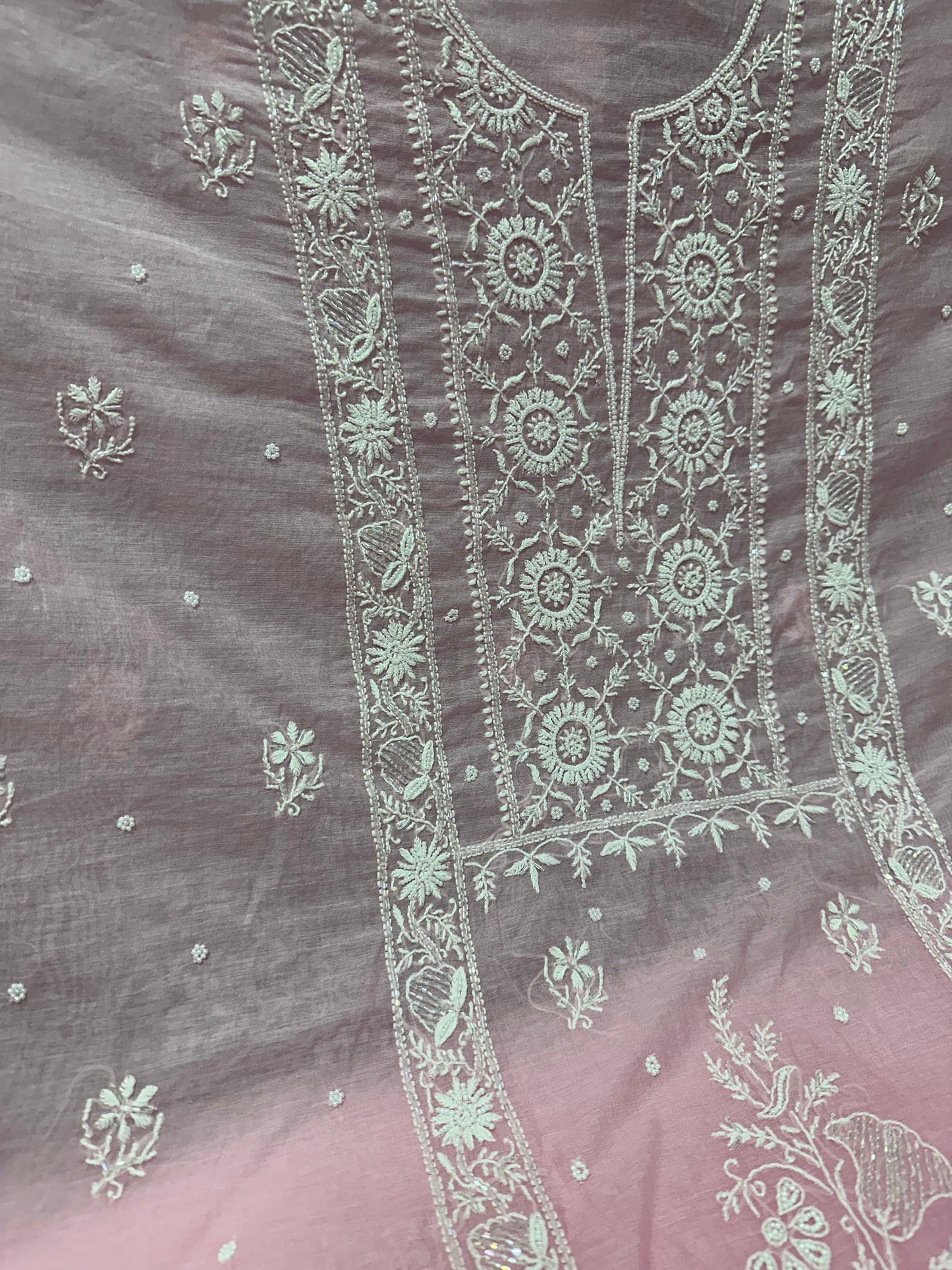 Mul Chanderi Chikankari 2 Pc Suit | Moti Cut Dana Embellishment