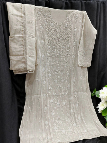 Mul Panel Suit with Moti Pearl work - Semi Stiched