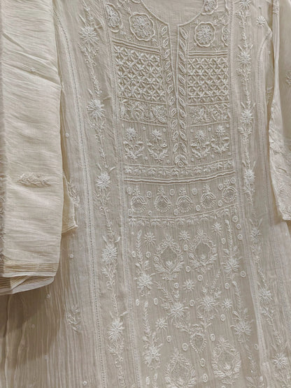 Mul Panel Suit with Moti Pearl work - Semi Stiched