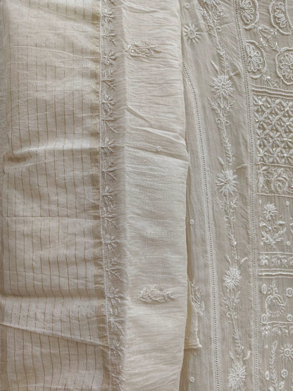 Mul Panel Suit with Moti Pearl work - Semi Stiched