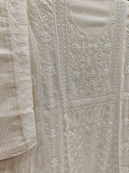 Mul Panel Suit with Moti Pearl work - Semi Stiched