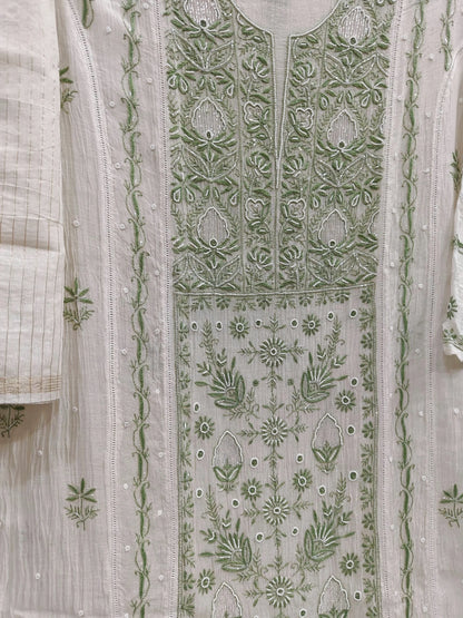 Mul Panel Suit with Moti Pearl work - Semi Stiched