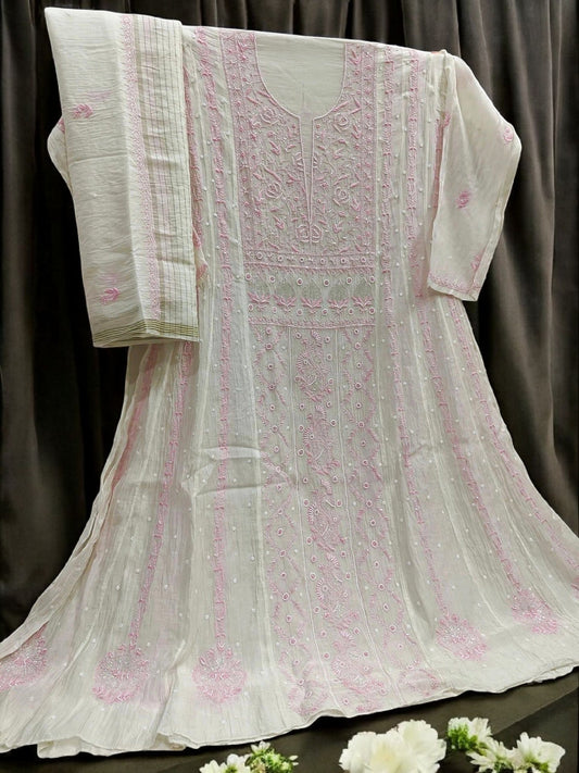 Mul Chikankari Anarkali - Moti Cut Dana work