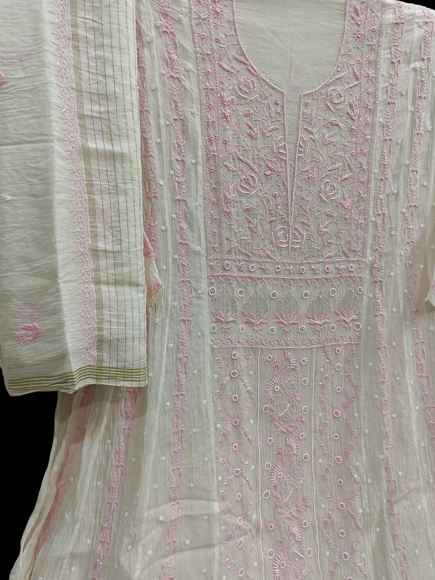 Mul Chikankari Anarkali - Moti Cut Dana work