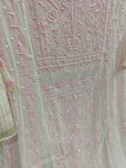 Mul Chikankari Anarkali - Moti Cut Dana work