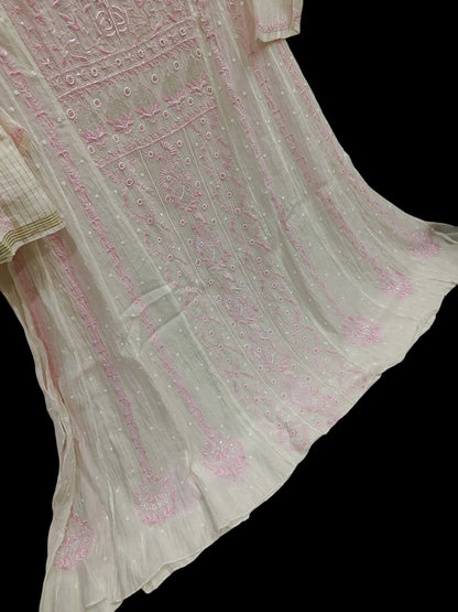 Mul Chikankari Anarkali - Moti Cut Dana work