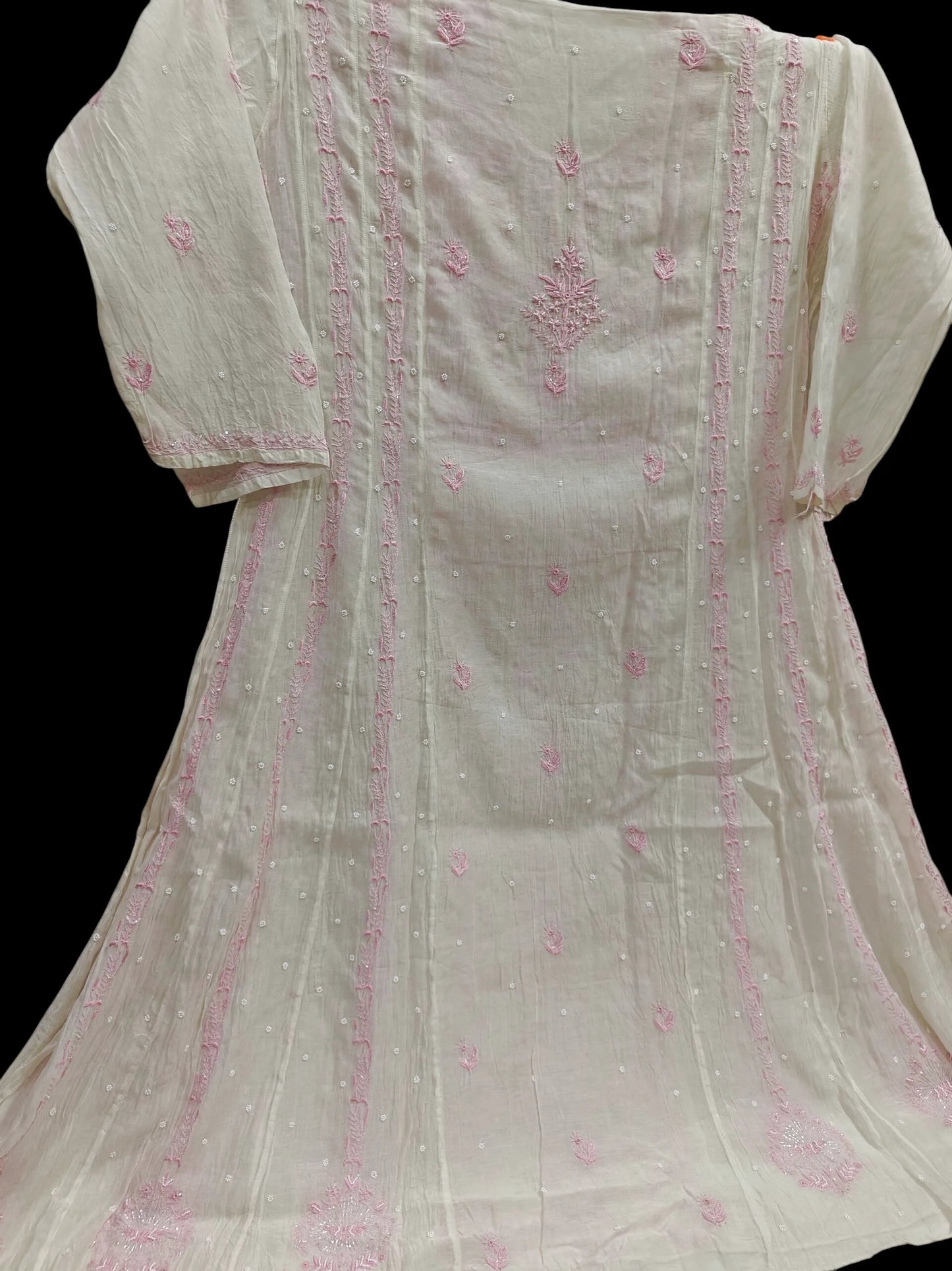 Mul Chikankari Anarkali - Moti Cut Dana work