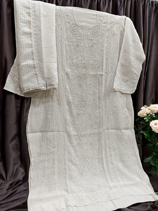Mul Panel Suit with Moti Pearl work - Semi Stiched