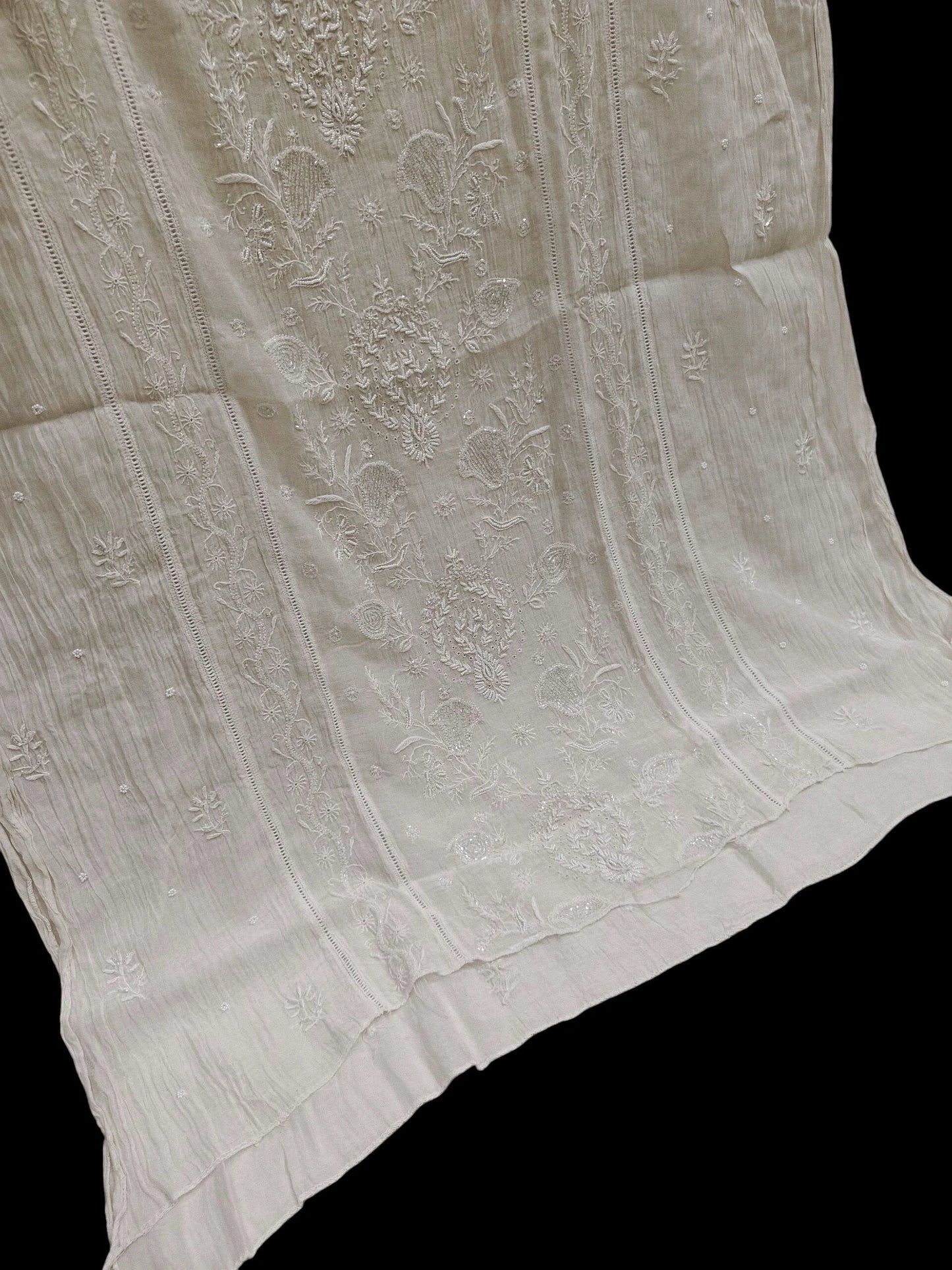 Mul Panel Suit with Moti Pearl work - Semi Stiched