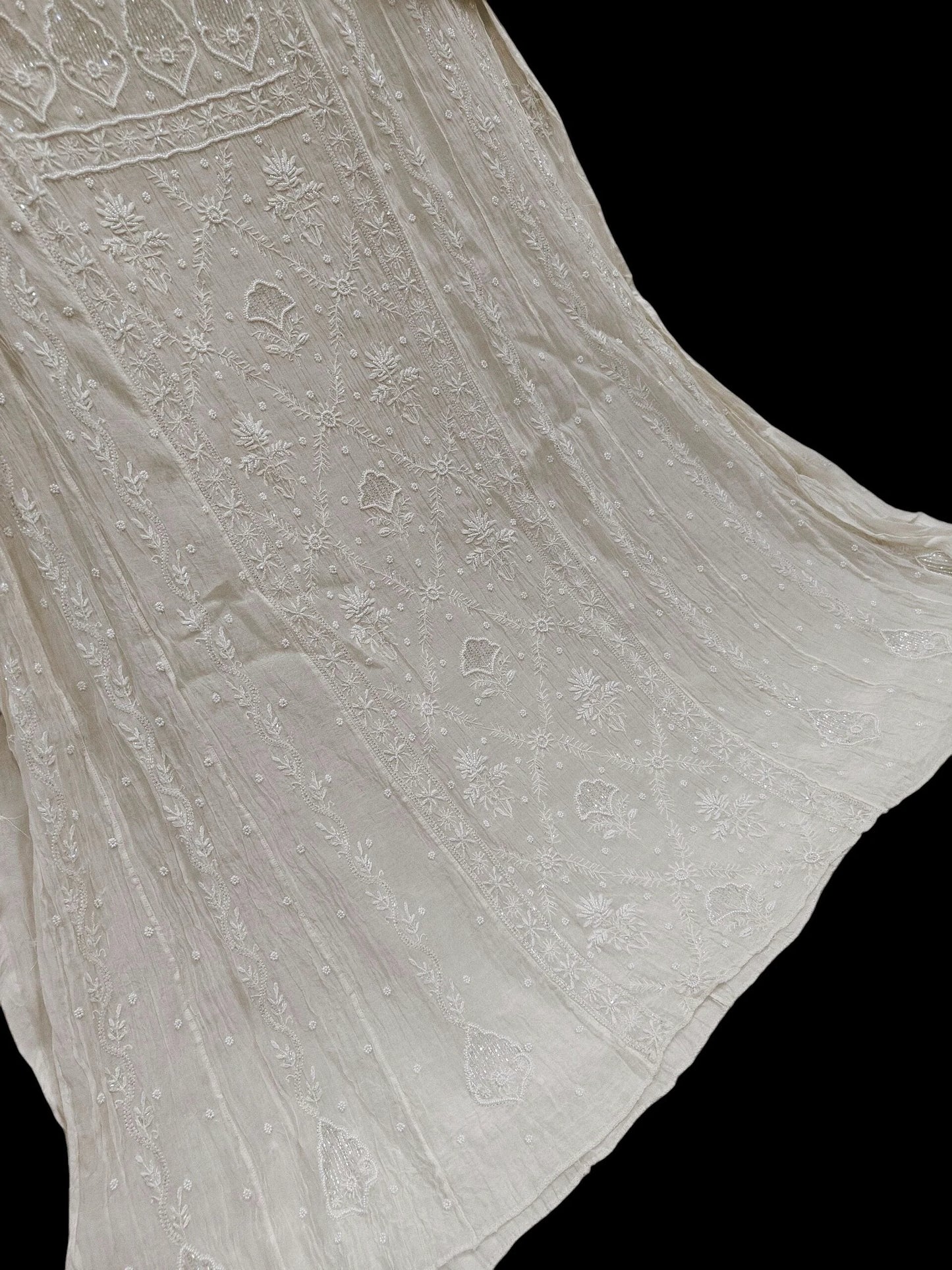 Mul Chikankari Anarkali - Moti Cut Dana work