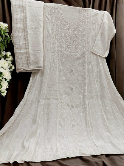 Mul Chikankari Anarkali - Moti Cut Dana work