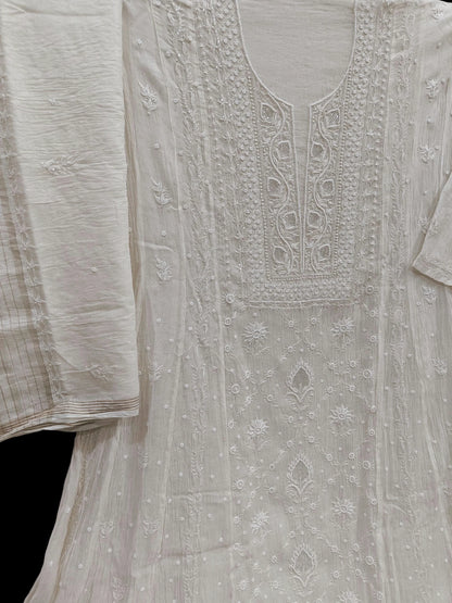 Mul Chikankari Anarkali - Moti Cut Dana work