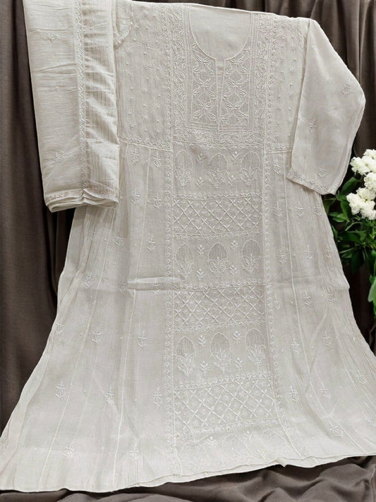 Mul Chikankari Anarkali - Moti Cut Dana work
