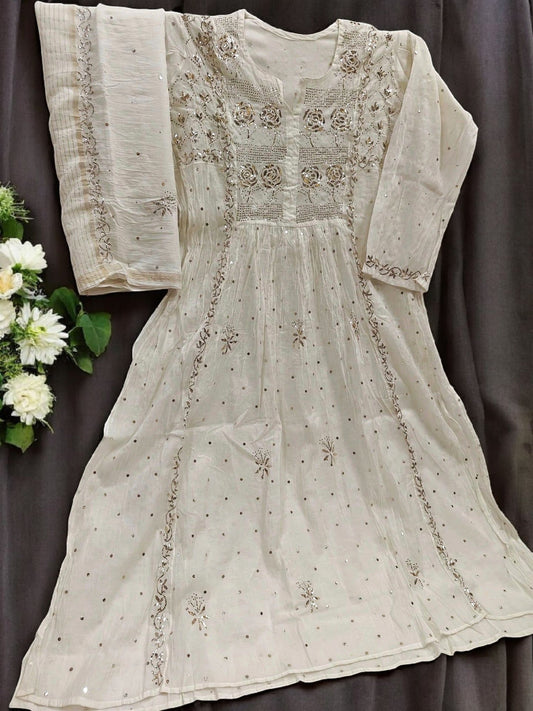 Mul Mukesh Kamdani Gown - Semi stitched
