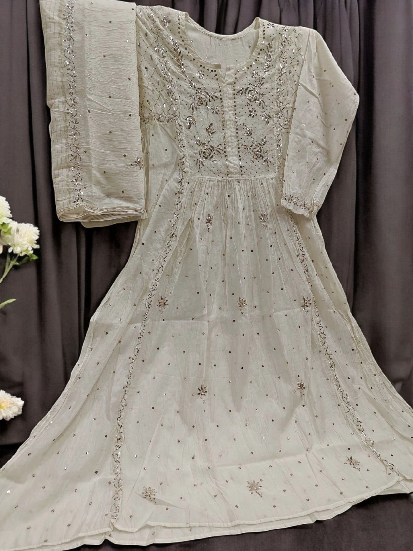 Mul Mukesh Kamdani Gown - Semi stitched