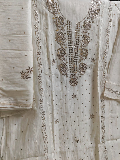 Mul Mukesh Kamdani Suit - Semi stitched
