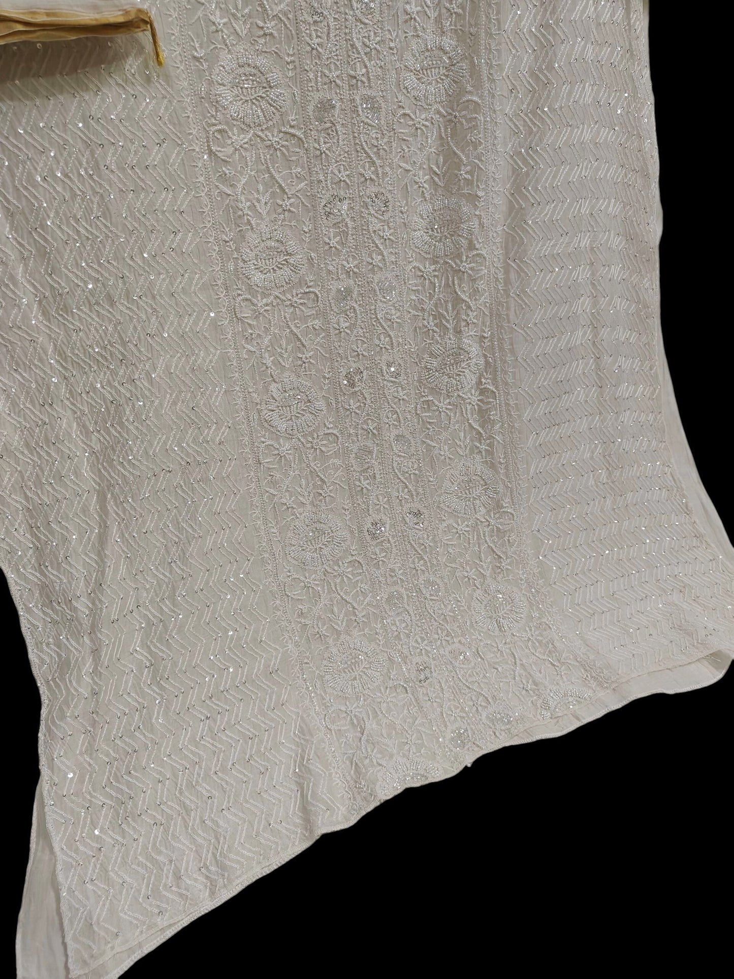 Mul Chikankari Heavy Suit - Moti Cut Dana work