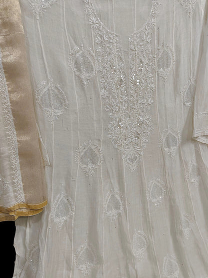 Mul Chikankari Heavy Anarkali - Moti Cut Dana work