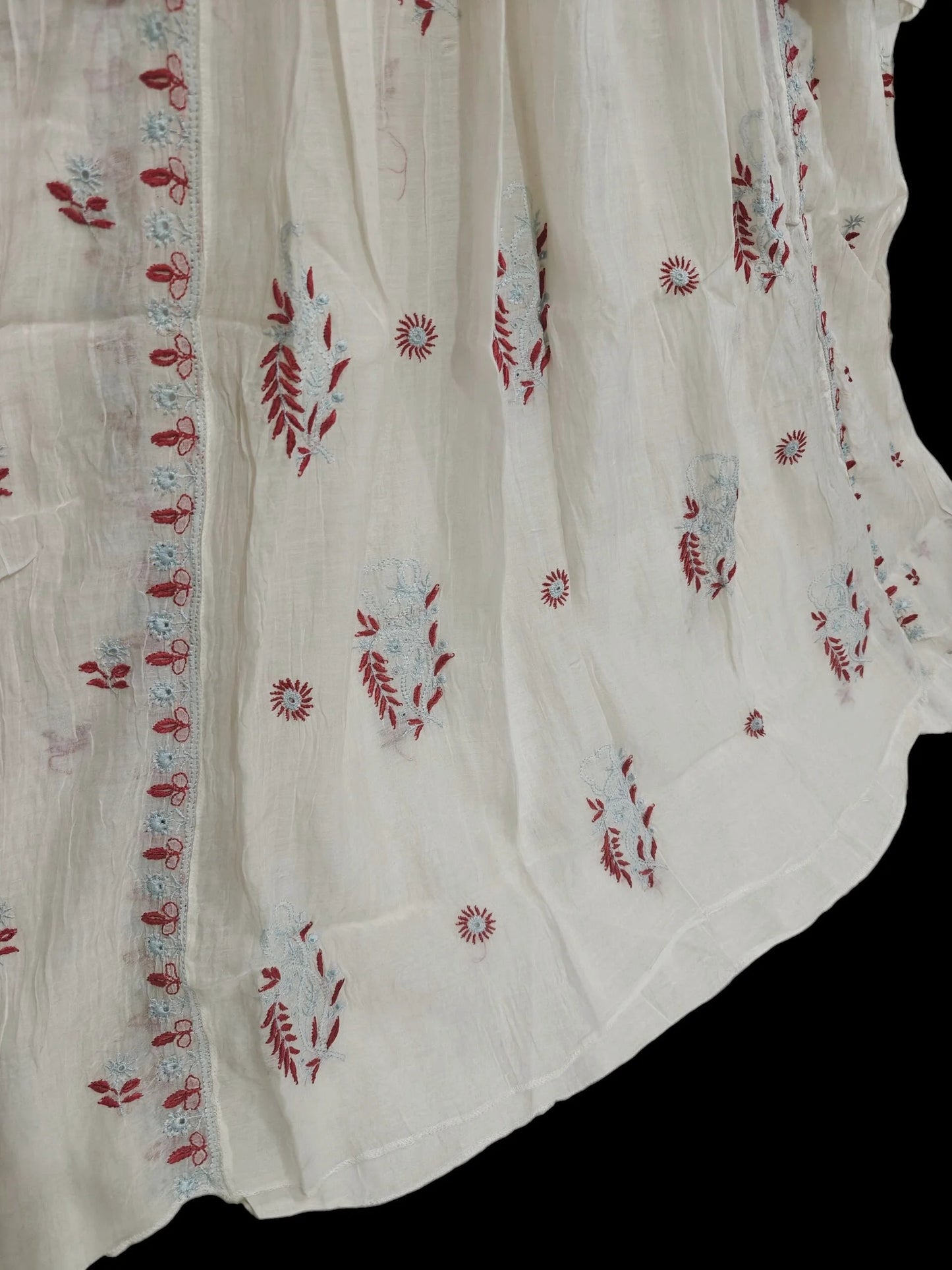 Mul Embroidered Gown - Semi-Stitched | Chikankari