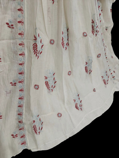 Mul Embroidered Gown - Semi-Stitched | Chikankari