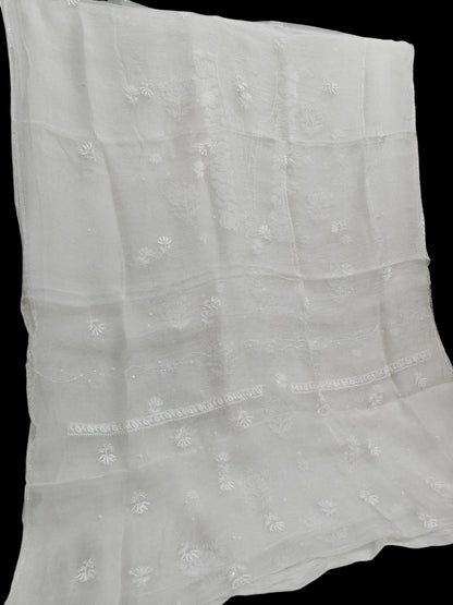 Rose Chikankari Organza Suit with Moti & Cut Dana Detailing