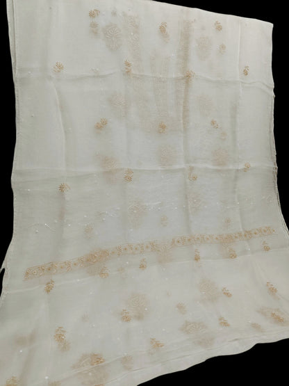 Rose Chikankari Organza Suit with Moti & Cut Dana Detailing