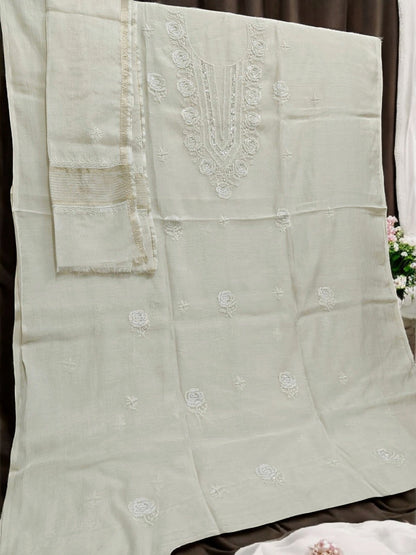 Rose Chikankari Mul Suit with Moti & Cut Dana work