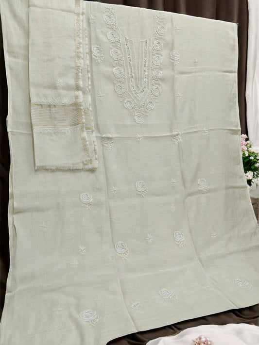 Rose Chikankari Mul Suit with Moti & Cut Dana work