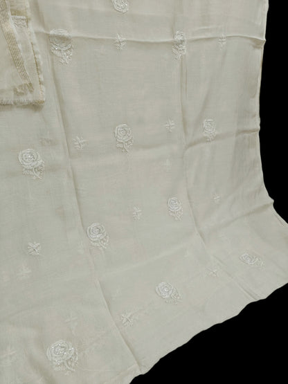 Rose Chikankari Mul Suit with Moti & Cut Dana work