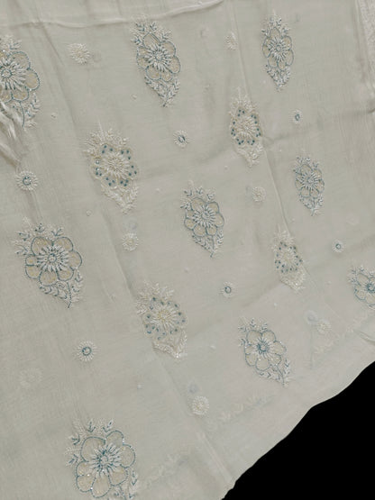 Floral Chikankari Mul Suit with Moti & Cut Dana work