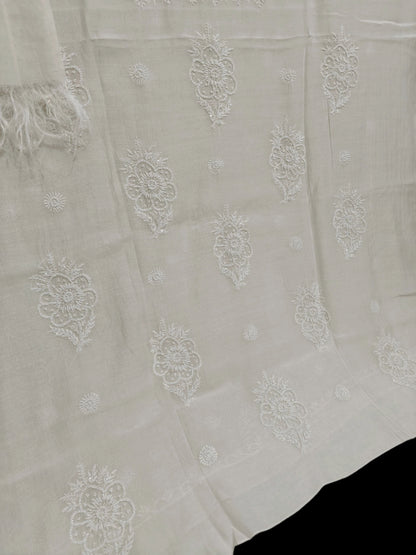 Floral Chikankari Mul Suit with Moti & Cut Dana work