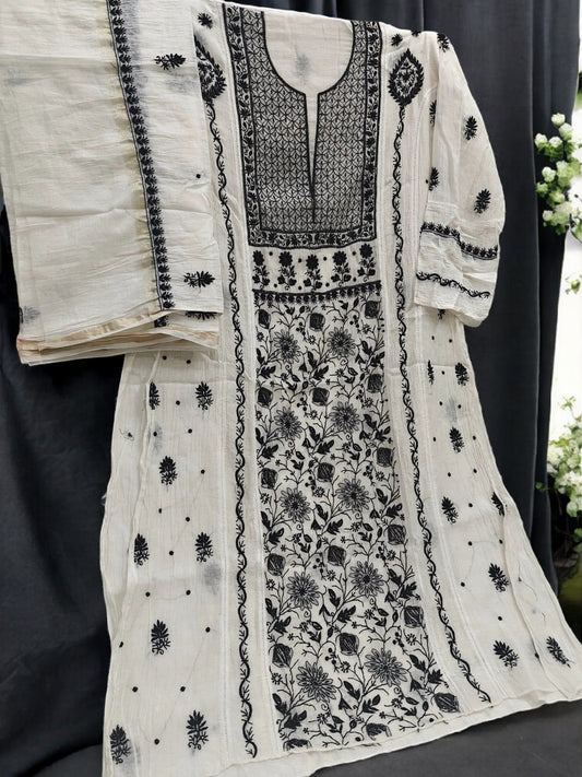 Mul Panel Suit with Moti Cut Dana work - Semi Stiched