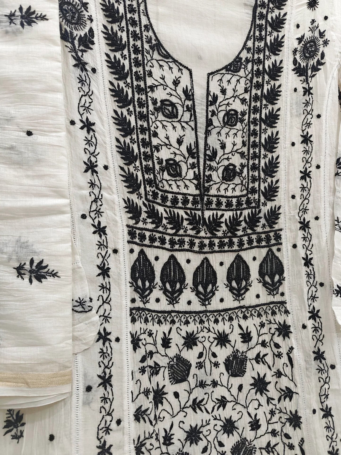 Mul Panel Suit with Moti Cut Dana work - Semi Stiched