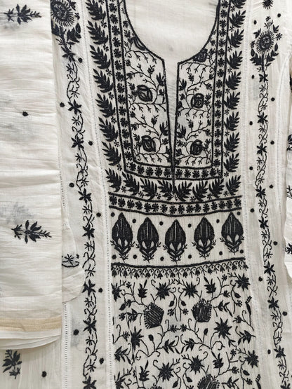 Mul Panel Suit with Moti Cut Dana work - Semi Stiched