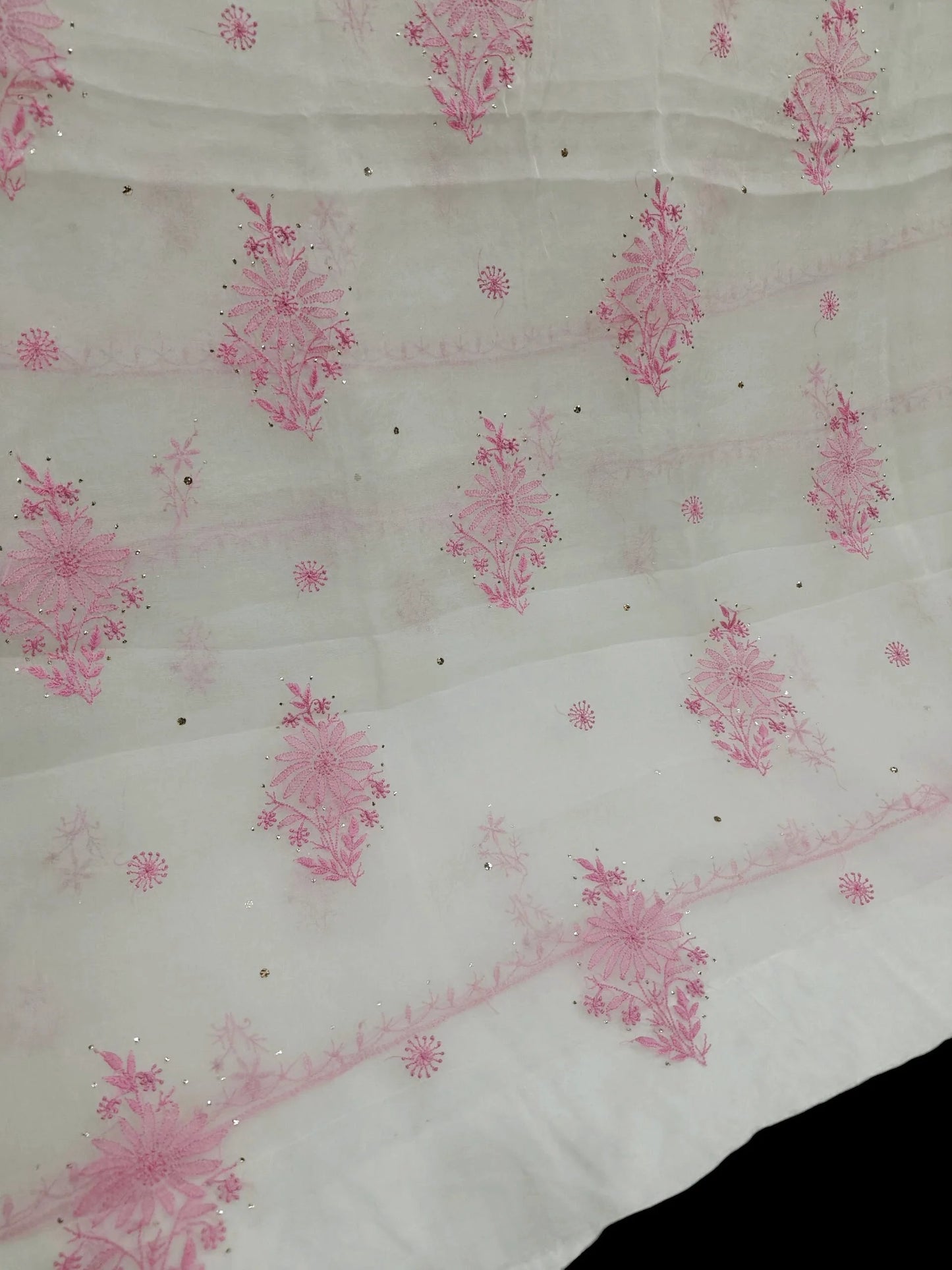 Chikankari Organza Suit with Mukesh Kamdani