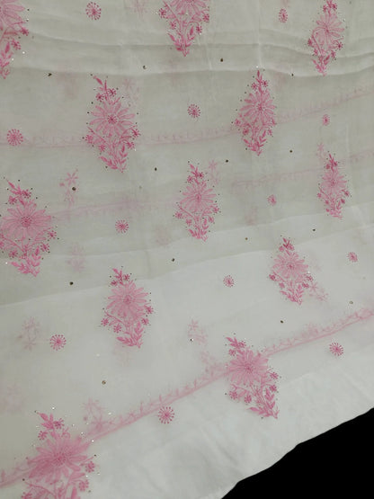 Chikankari Organza Suit with Mukesh Kamdani