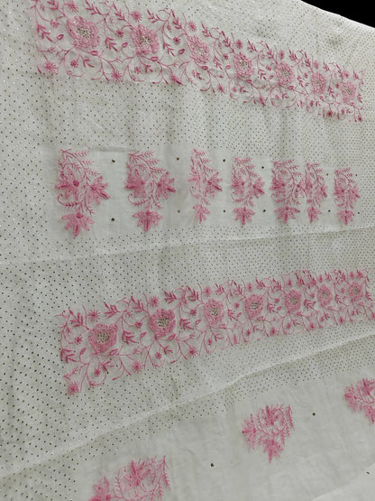 Timeless Organza Chikankari Saree with Handworked Golden Kamdani | With Matching Blouse