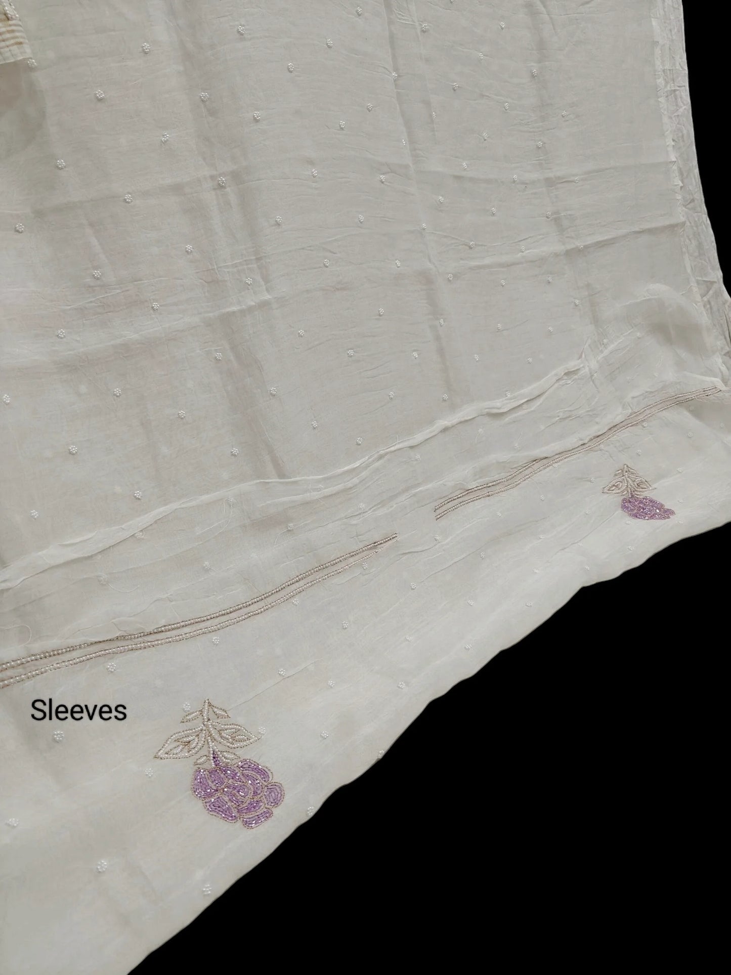 Floral Chikankari Mul Suit with Moti & Cut Dana work