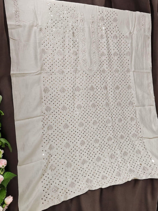 Refined Mukesh Kamdani Handwork Kurta Fabric – Unstitched | Mul Chanderi