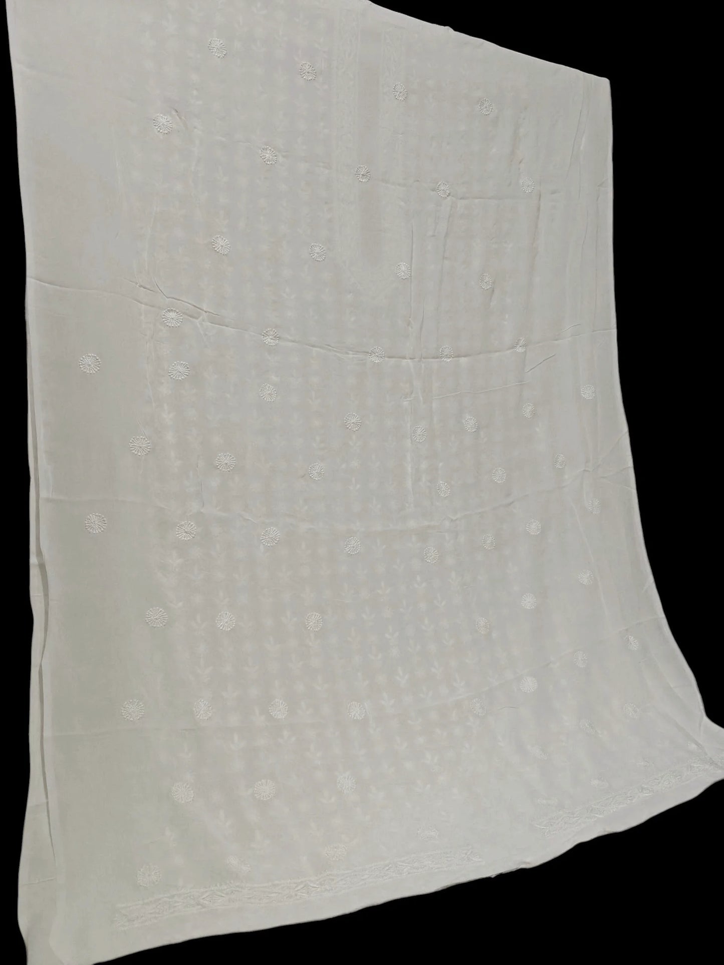 Classic White Chikankari Hand-Embroidered Men's Kurta – Unstitched | Georgette Fabric